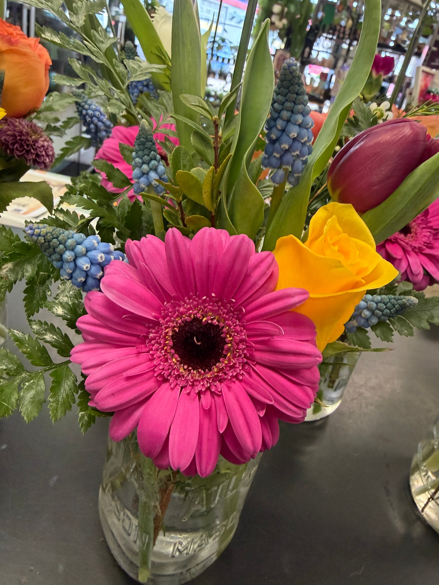 Spring mason jar of blooms