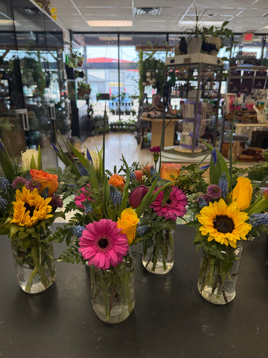 Spring mason jar of blooms